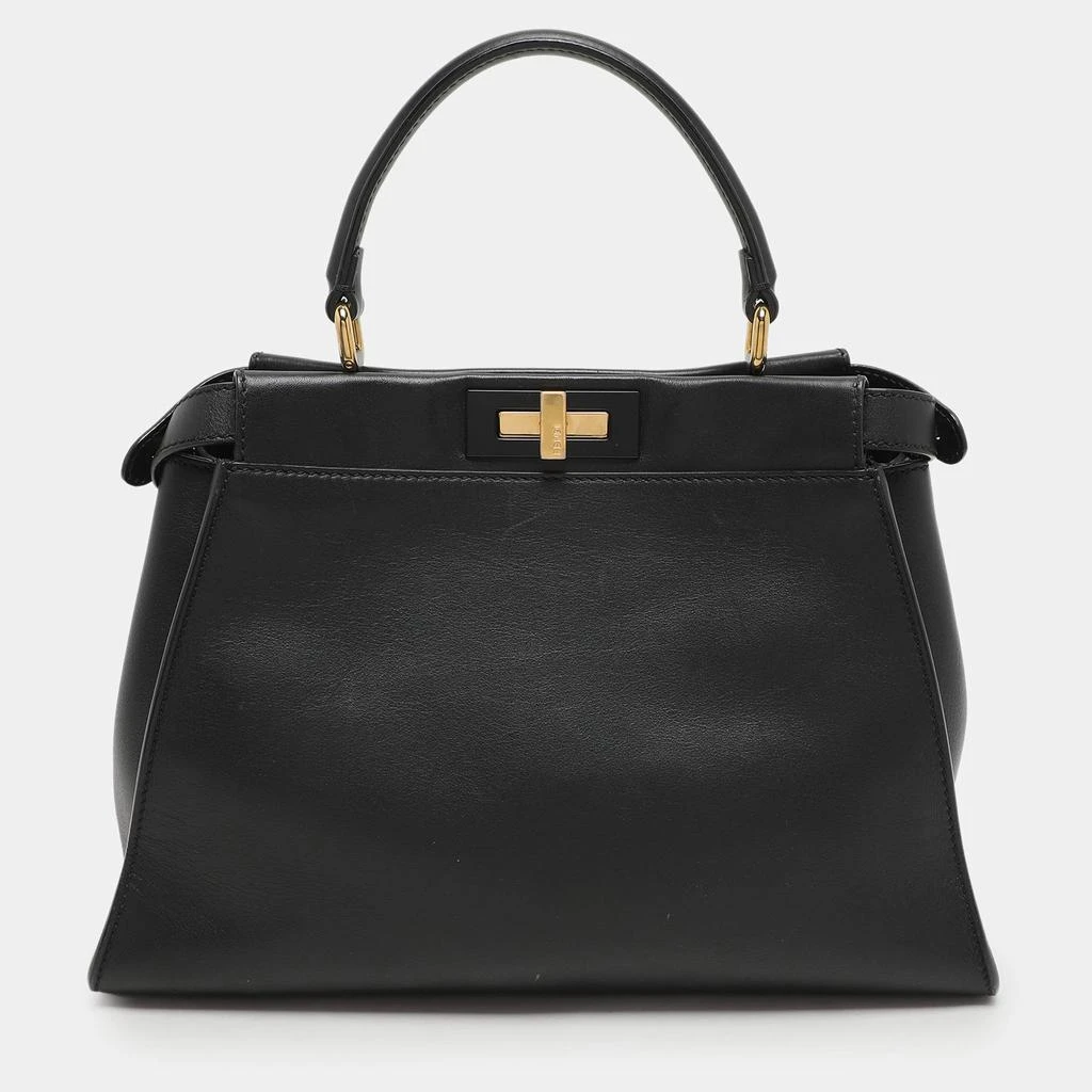 Fendi Fendi Black Leather Medium Peekaboo Top Handle Bag 1
