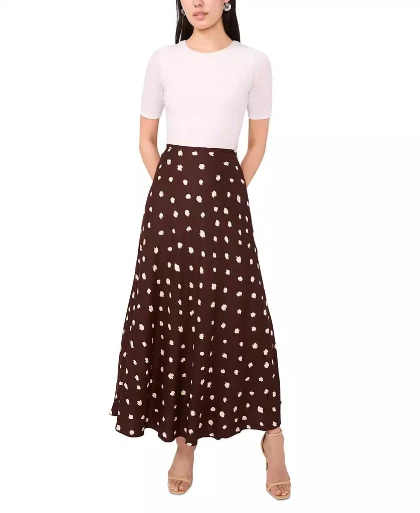 1. State Women's Linen Blend Polka Dot Midi Skirt 4