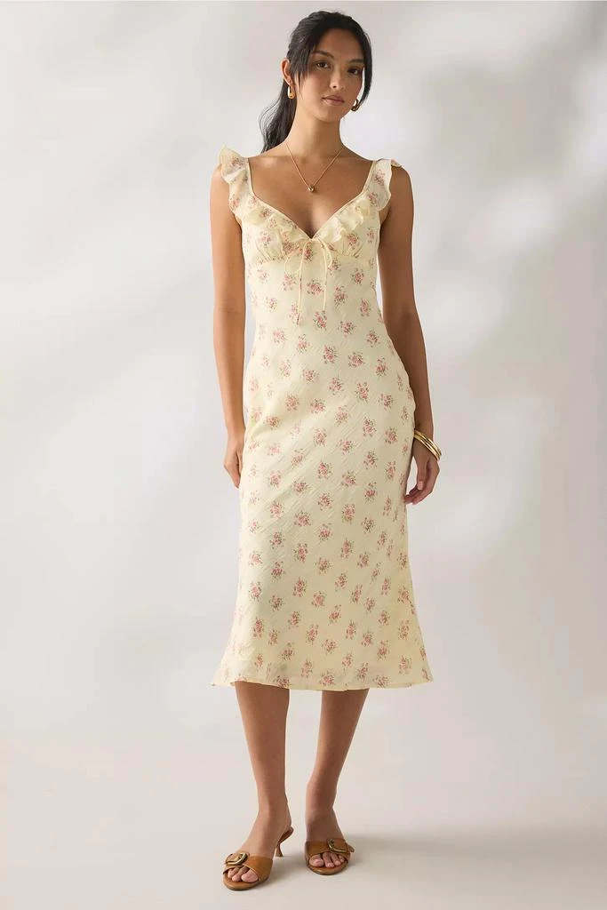 Kiss The Sky Kiss The Sky Belle Floral Chiffon Ruffle Slip Midi Dress