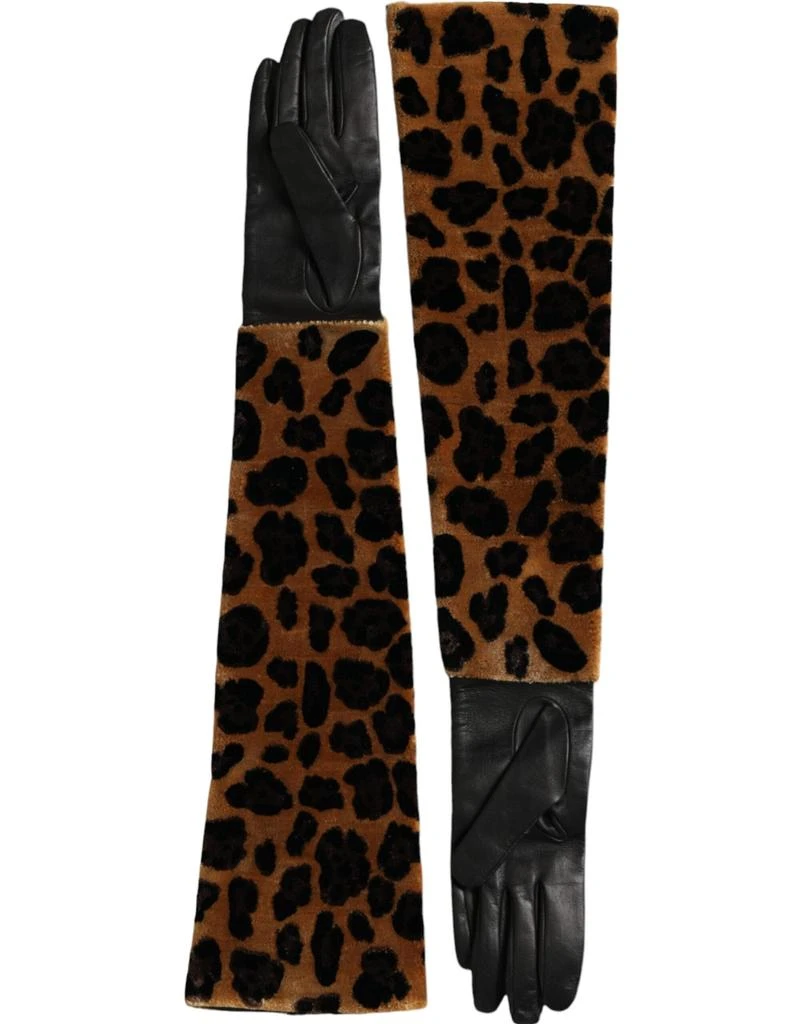 Dolce & Gabbana Leopard Leather Elbow Length Women's Gloves 2