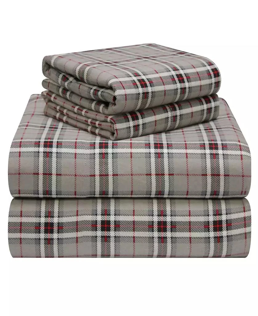 Pointehaven Plaid Flannel Sheet Set, King 1