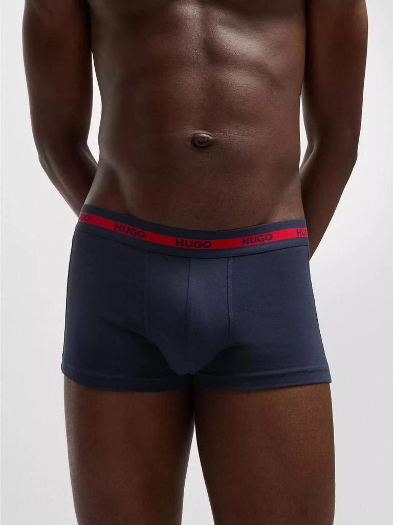 Hugo Boss Three Pack of Logo Waistband Trunks in Stretch Cotton 5