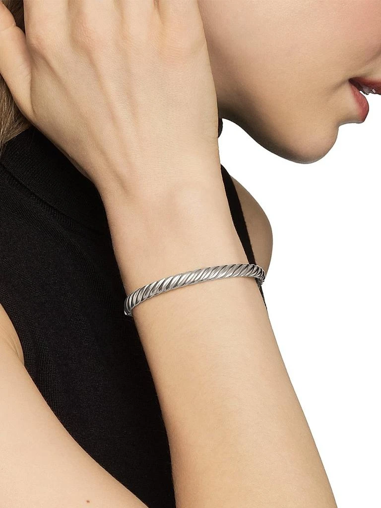 David Yurman Sculpted Cable Bangle Bracelet In 18K White Gold 3