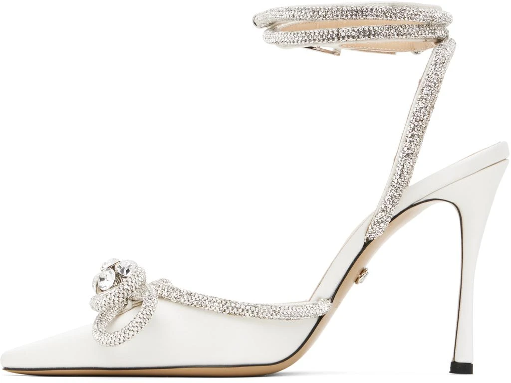 Mach & Mach White Double Bow Satin Heels 3