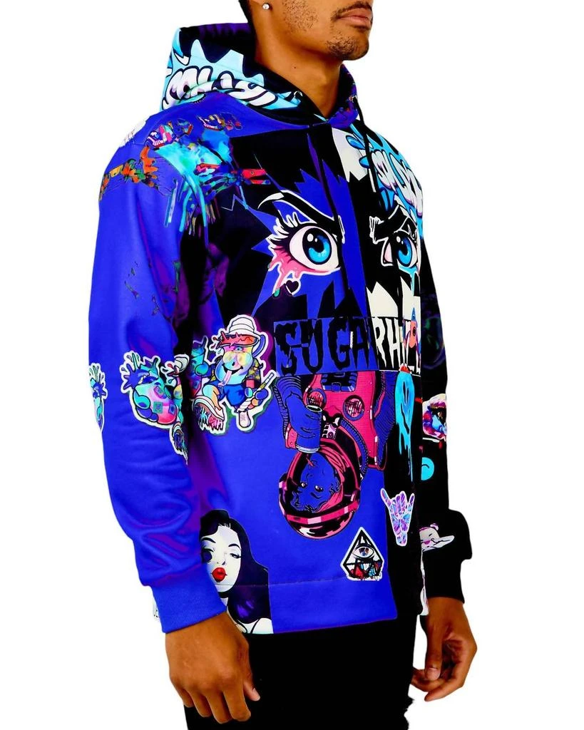 SUGAR HILL Men's Split Psycho Hoodie In Royal/black 2