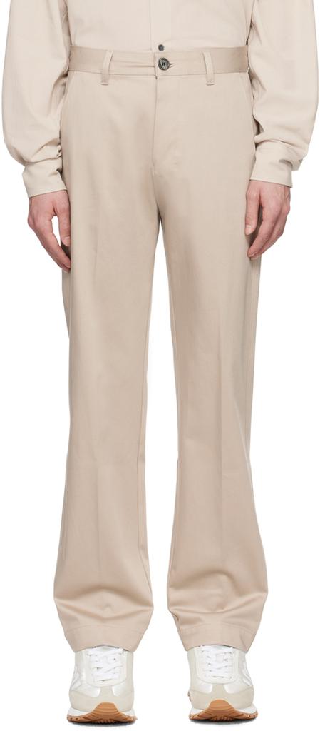 パンツ AMI PARIS BEIGE VISCOSE BLEND WIDE-LEG PANT AMI Ami Paris Wide-Leg Trousers In - BeyondStyle