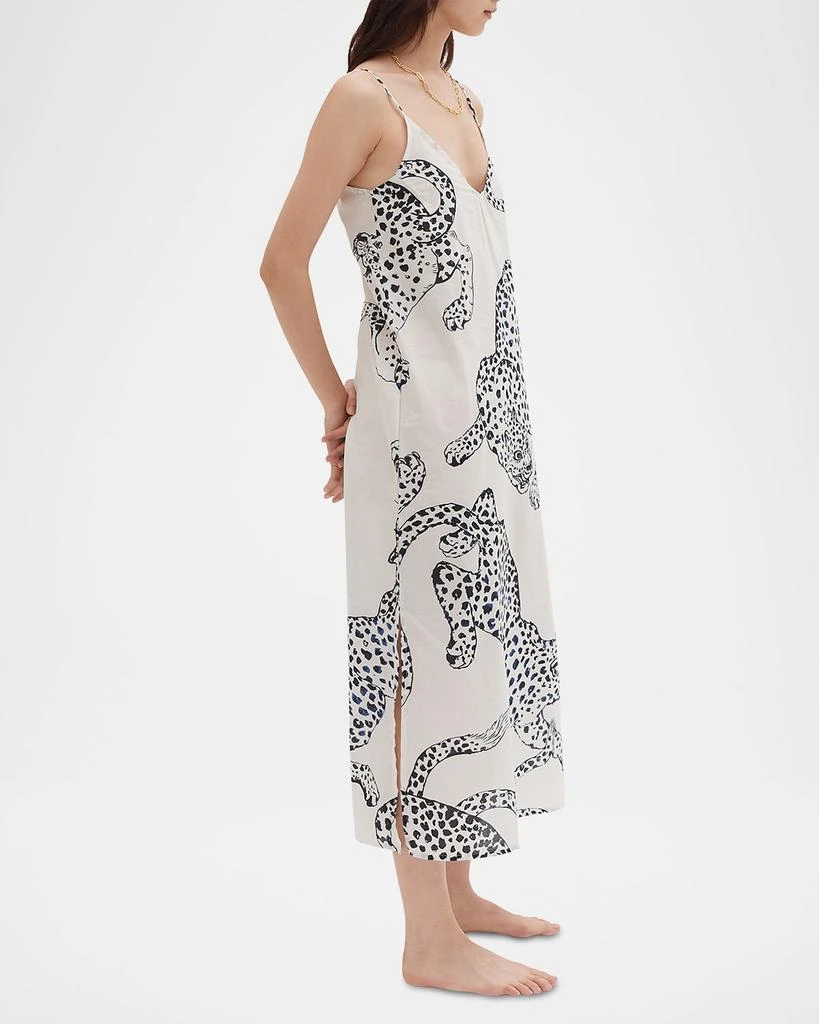 Desmond & Dempsey Two-Tone Animal-Print Cotton Slip Nightie 4