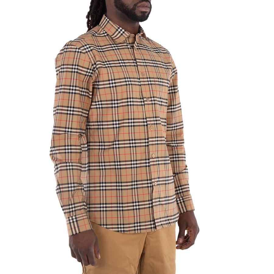 Burberry Small Scale Check Stretch Cotton Long-sleeve Shirt