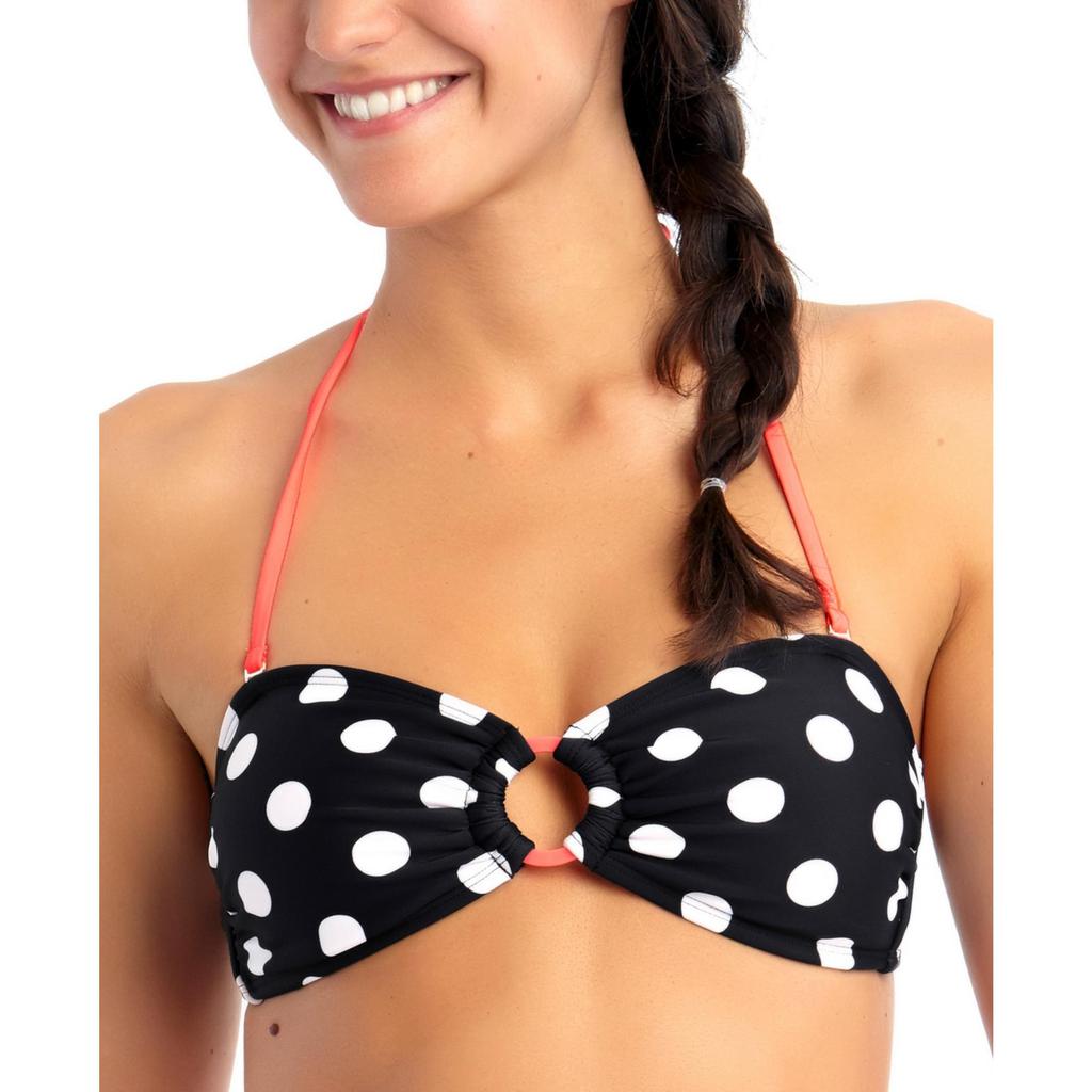 California Waves Womens PolkaDot Bandeau Bikini Swim top