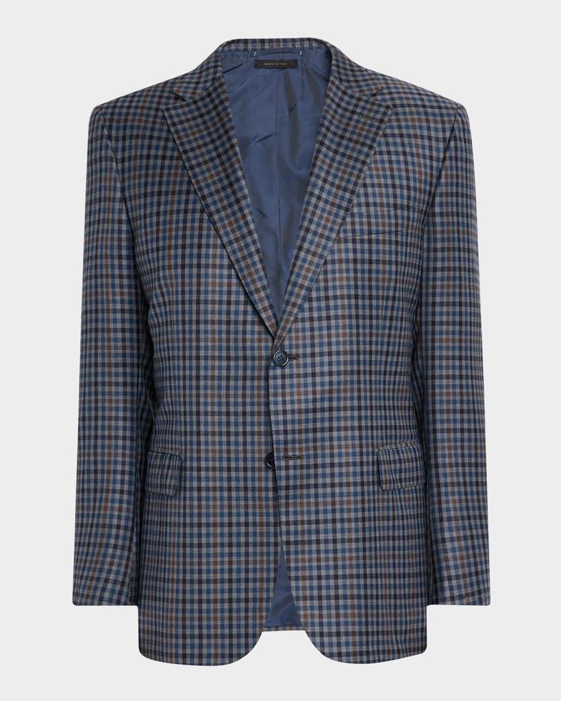 Brioni Men's Multi-Check Wool Single-Breasted Sport Coat