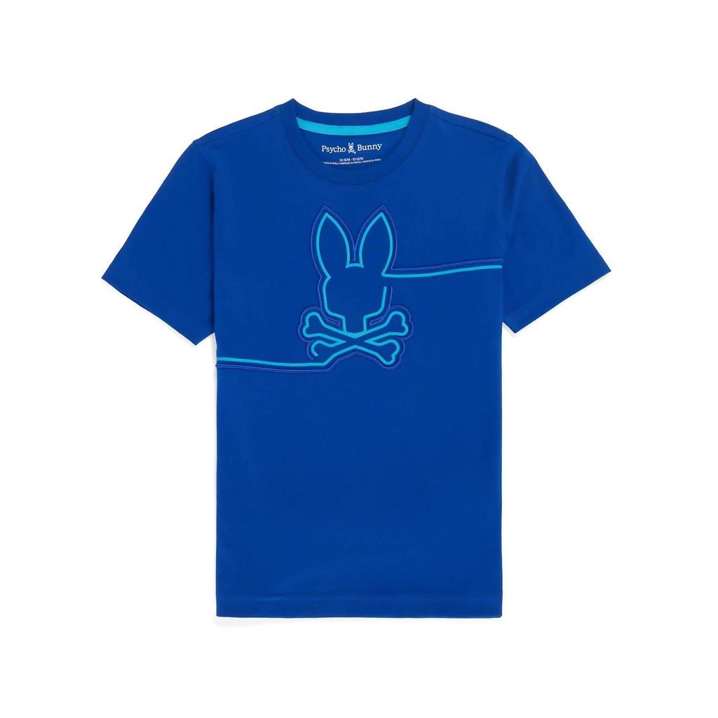 Psycho Bunny Kid's Chester Embroidered Graphic Tee In Surf The Web Blue