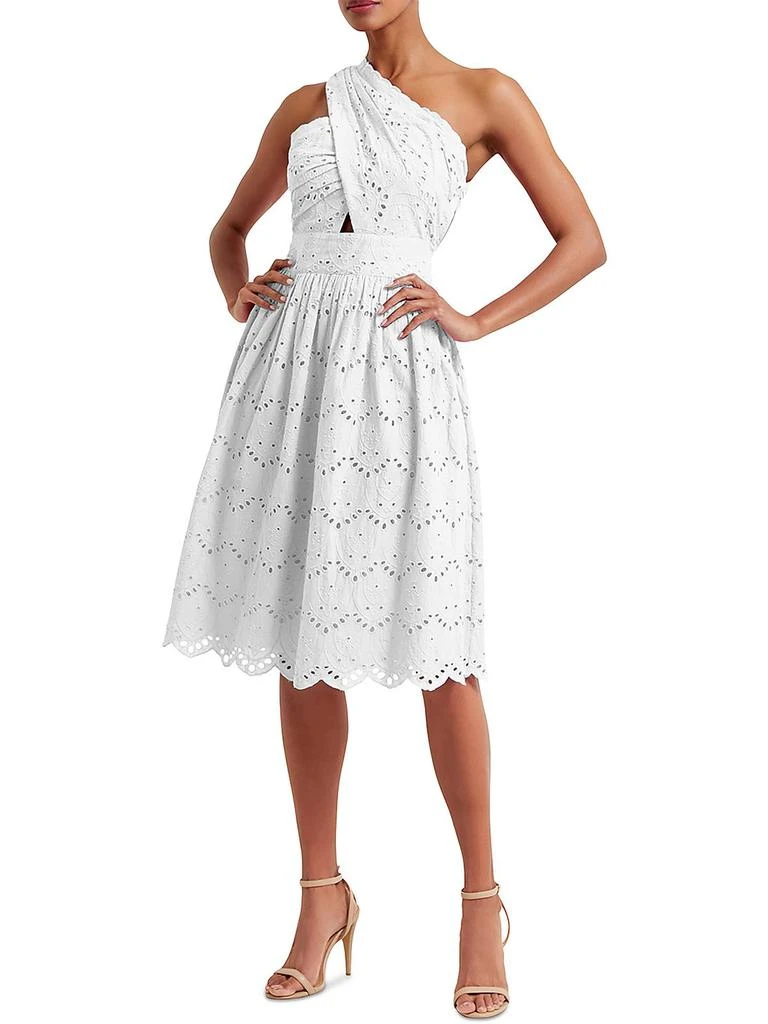 French Connection Appelona Womens One Shoulder Cutout Midi Dress 6