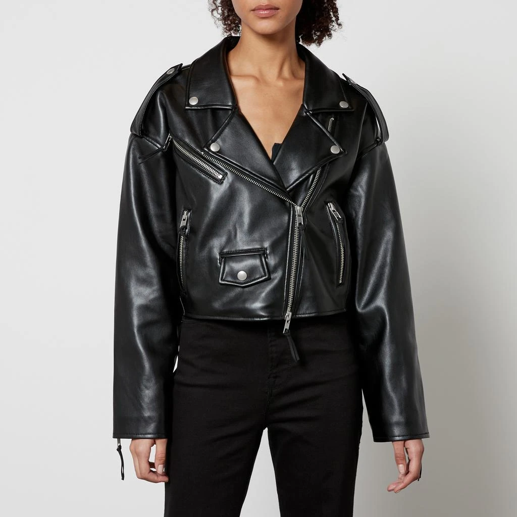 Good American Good American Crop Moto Cropped Faux Leather Jacket 1