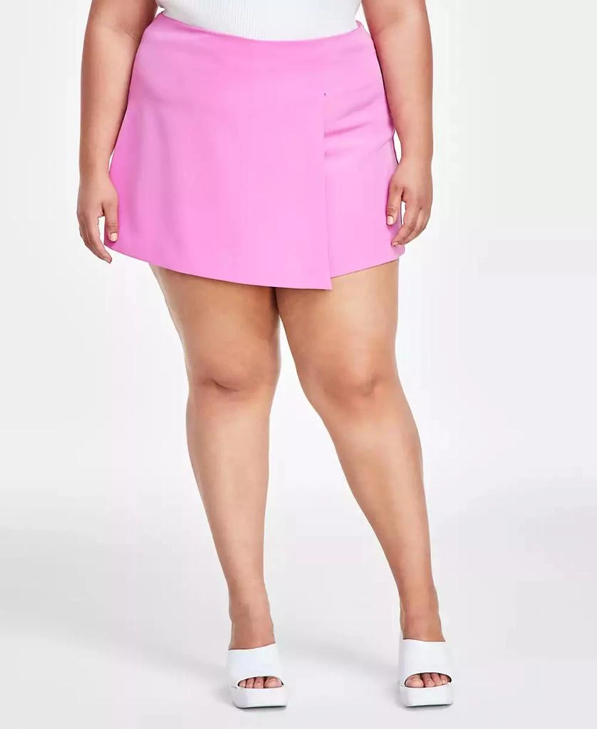 Bar III Trendy Plus Size Back-Zip Woven Mini Skort, Created for Macy's 3