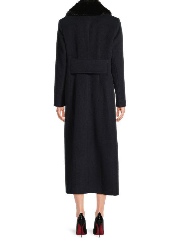 Milly Faux Fur Collar Wool-Blend Coat