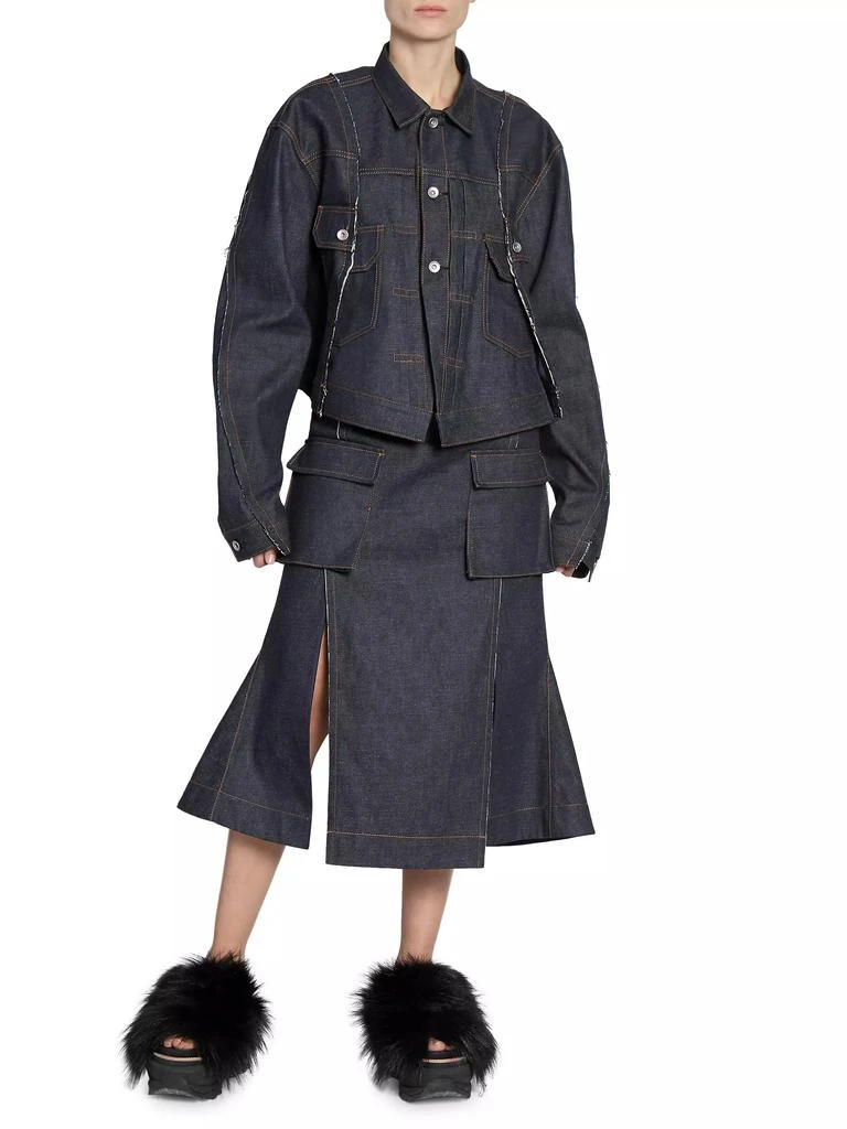Sacai Seamed Asymmetric Denim Jacket 2