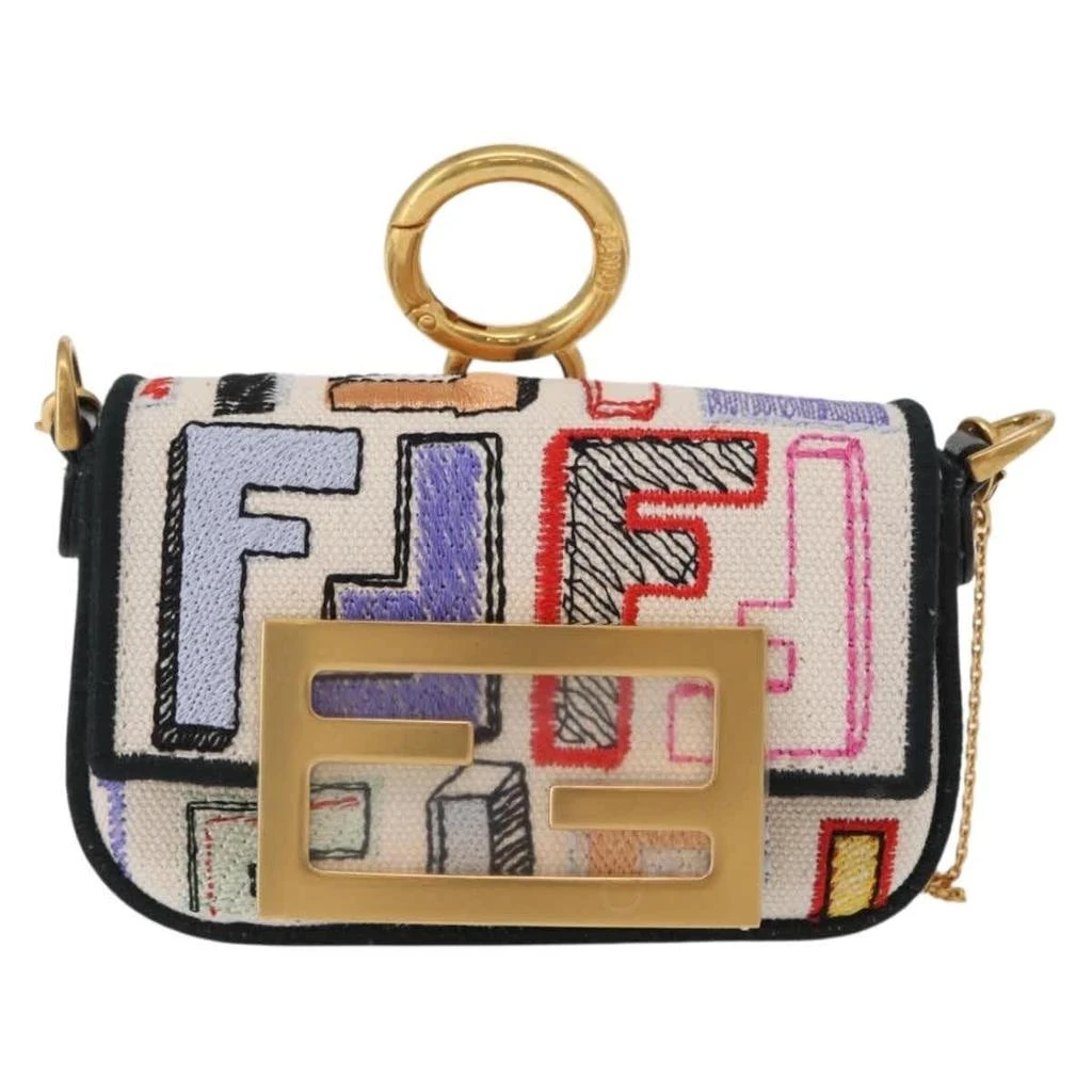 Fendi Chain Baguette Charm Bag Zucca Canvas Canvas Clutche 
Pouche Bag (Pre-Owned)