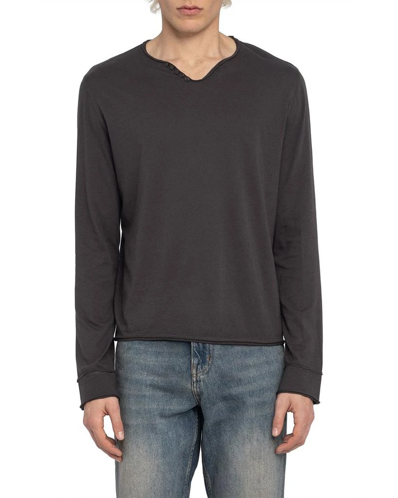 ZADIG & VOLTAIRE Monastir Long Sleeve Split Collar Tee 1