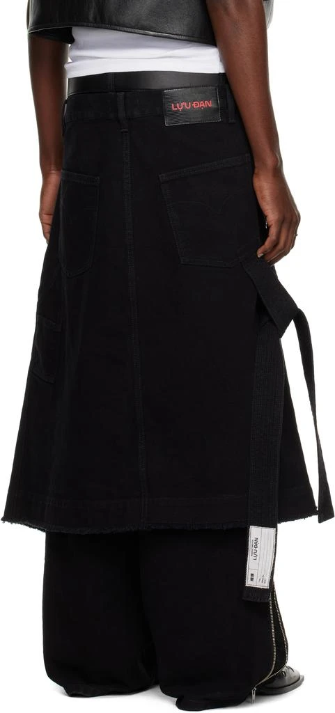 LU'U DAN Black Apron Denim Skirt 3