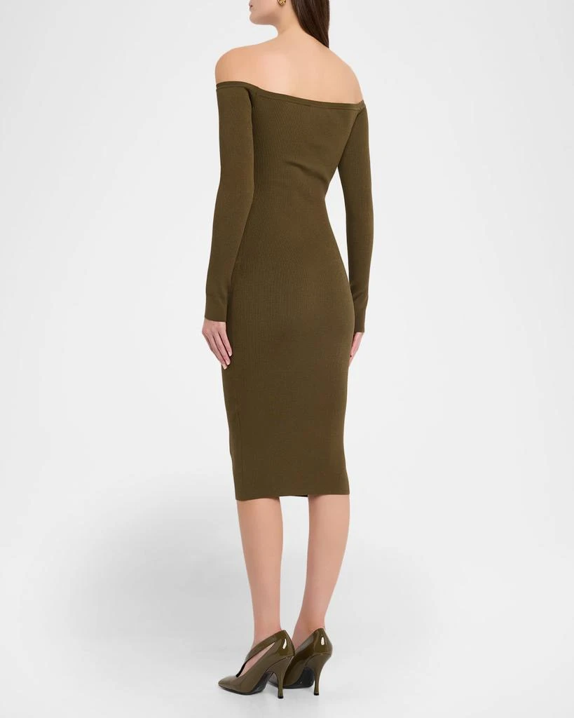 Stella McCartney Twisted Off-The-Shoulder Light Rib Midi Dress 3