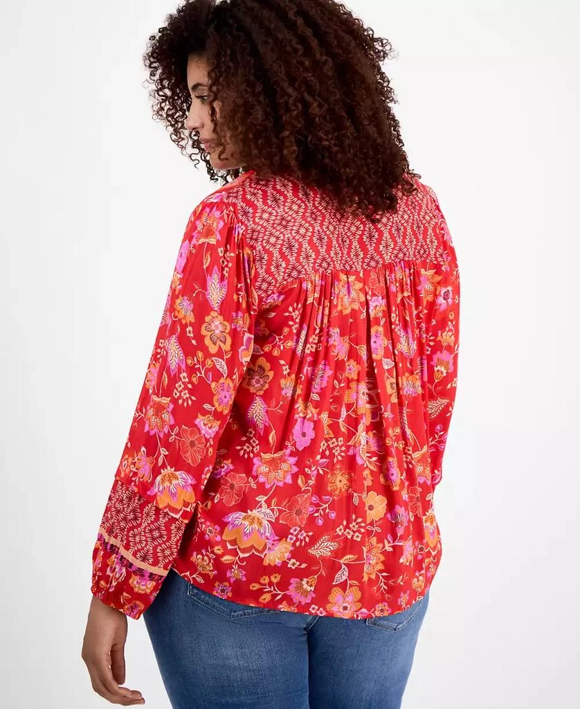 Liverpool Liverpool Plus Size Printed Blouson-Sleeve Button-Front Blouse 4