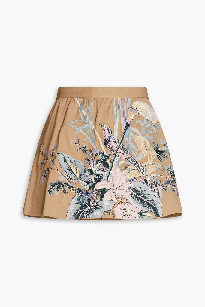 RED Valentino Skirt-effect embroidered cotton-twill shorts 1