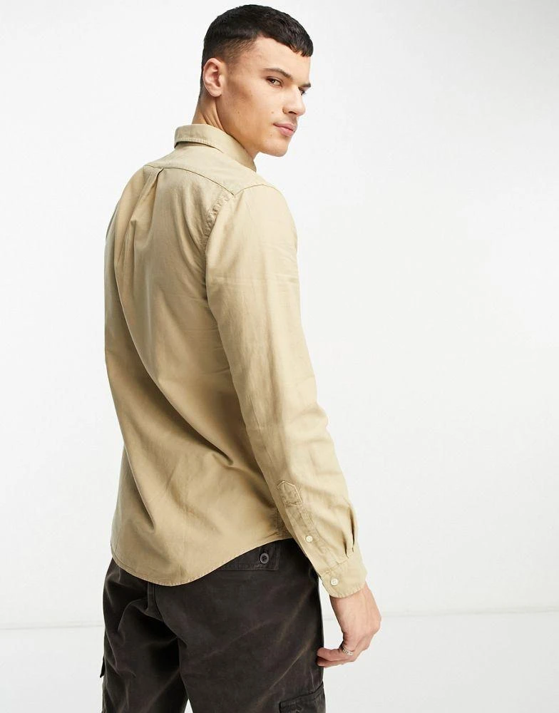 Ralph Lauren Polo Ralph Lauren icon logo slim fit garment dyed oxford shirt in tan 4