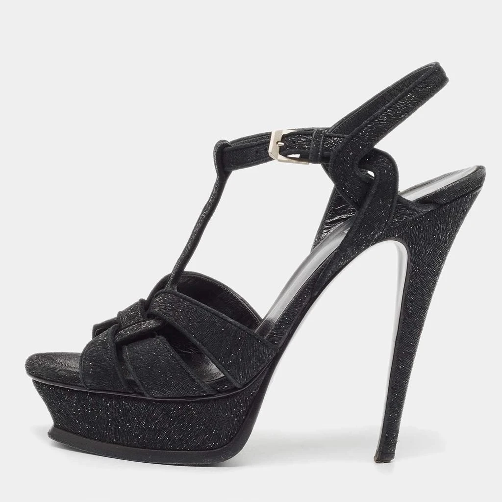 Yves Saint Laurent Saint Laurent Black Textured Suede Tribute Sandals Size 39 1