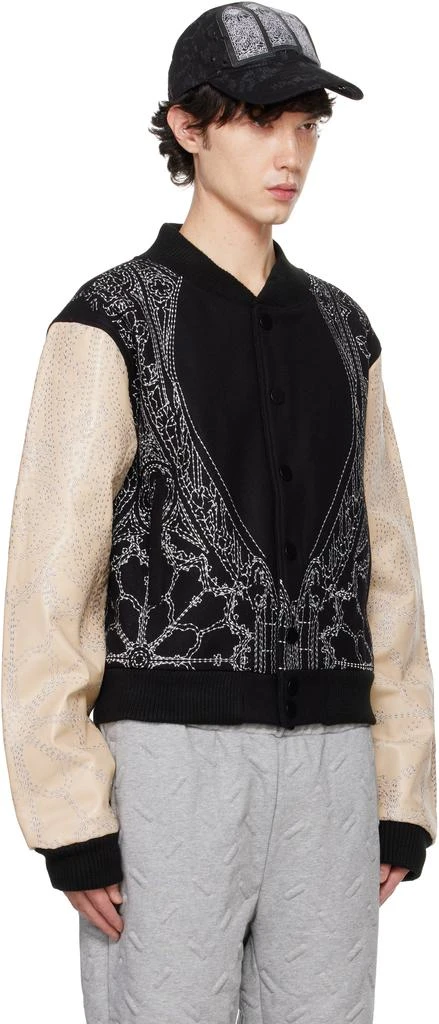 Who Decides War Black & Tan Notre Dame Varsity Leather Bomber Jacket 2