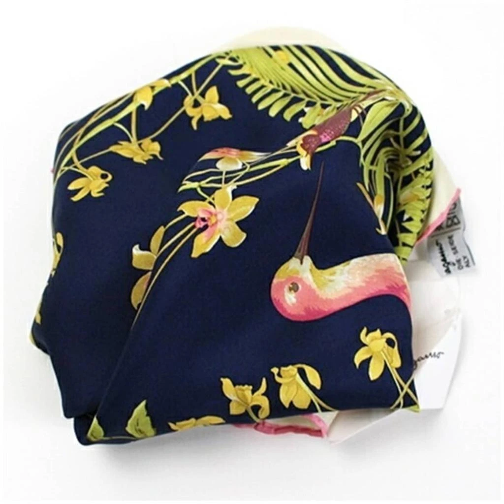 Salvatore Ferragamo ivory Navy Silk Scarf (Pre-Owned) 5