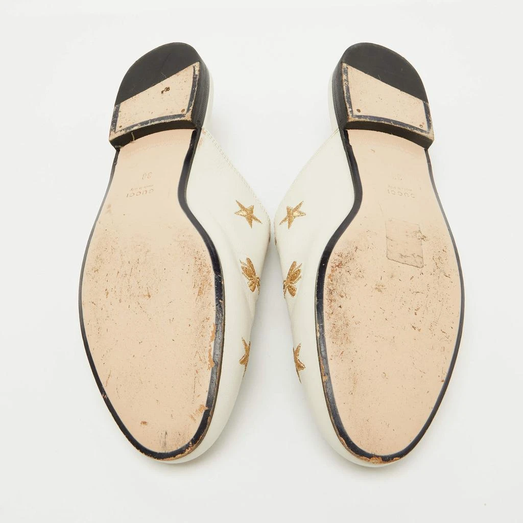 Gucci Gucci White Leather Bee and Star Embroidered Princetown Flat Mules Size 38 6