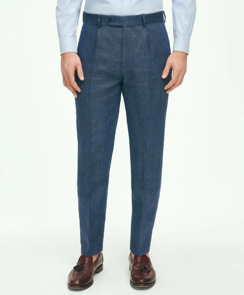 Brooks Brothers Slim Fit Linen-Blend Herringbone Suit Pants 1