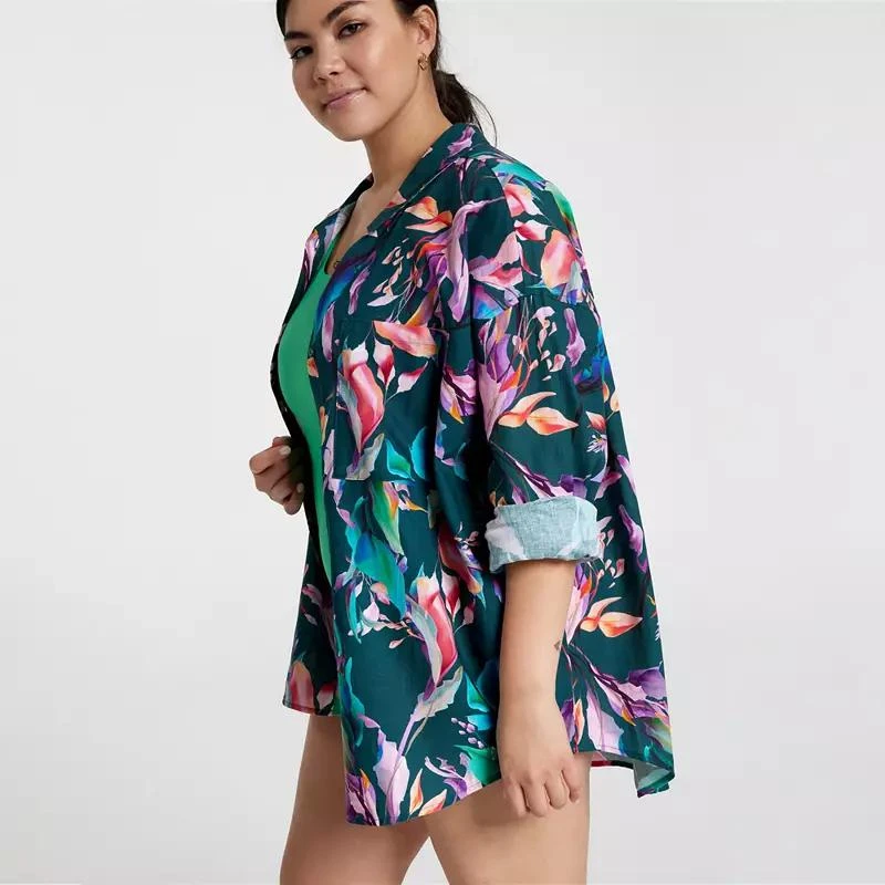 CALIA CALIA Women's Oversized Long Sleeve Button Down Cover Up 8