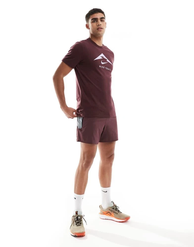 NIKE Nike Running Trail logo 5 inch shorts in burgundy 4