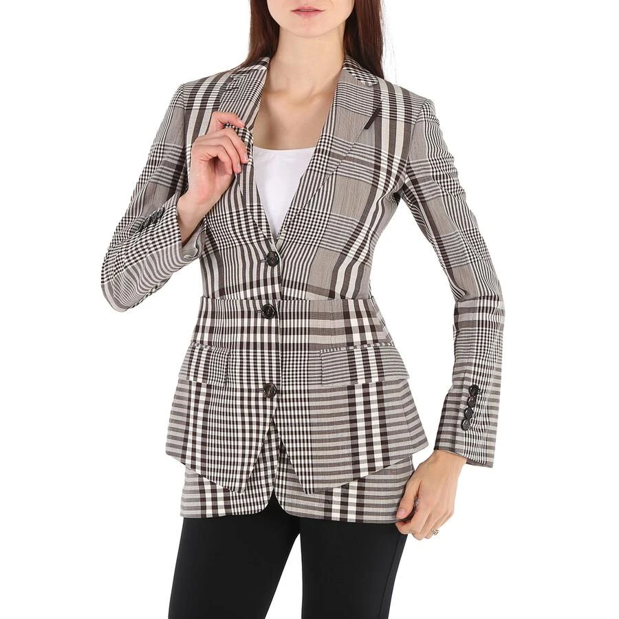 Burberry Ladies Check Basque Detail Tailored Jacket 1