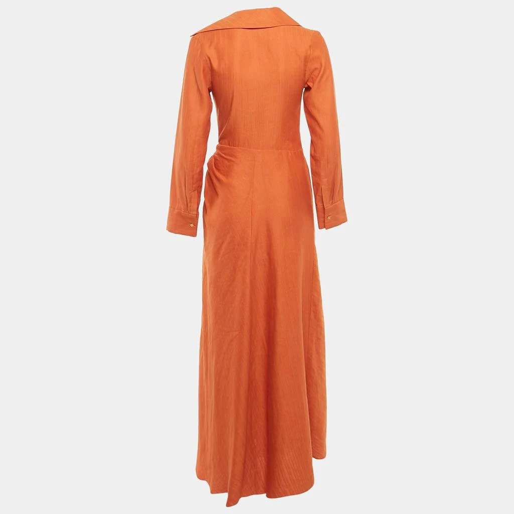 Jacquemus Jacquemus Orange Linen Blend Le Souk Wrap Dress M 2