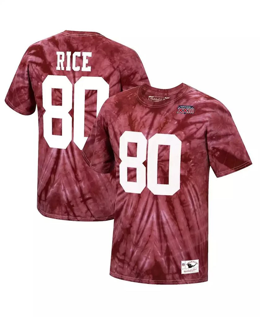 Mitchell and Ness Men's Jerry Rice Scarlet San Francisco 49Ers Tie-Dye Super Bowl Xxiii Retired Player Name and Number T-shirt 4