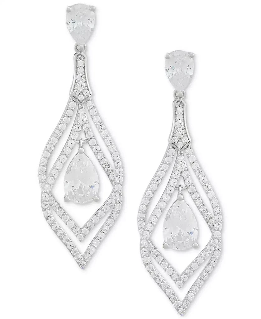 Arabella Cubic Zirconia Pear Orbital Drop Earrings in Sterling Silver 4