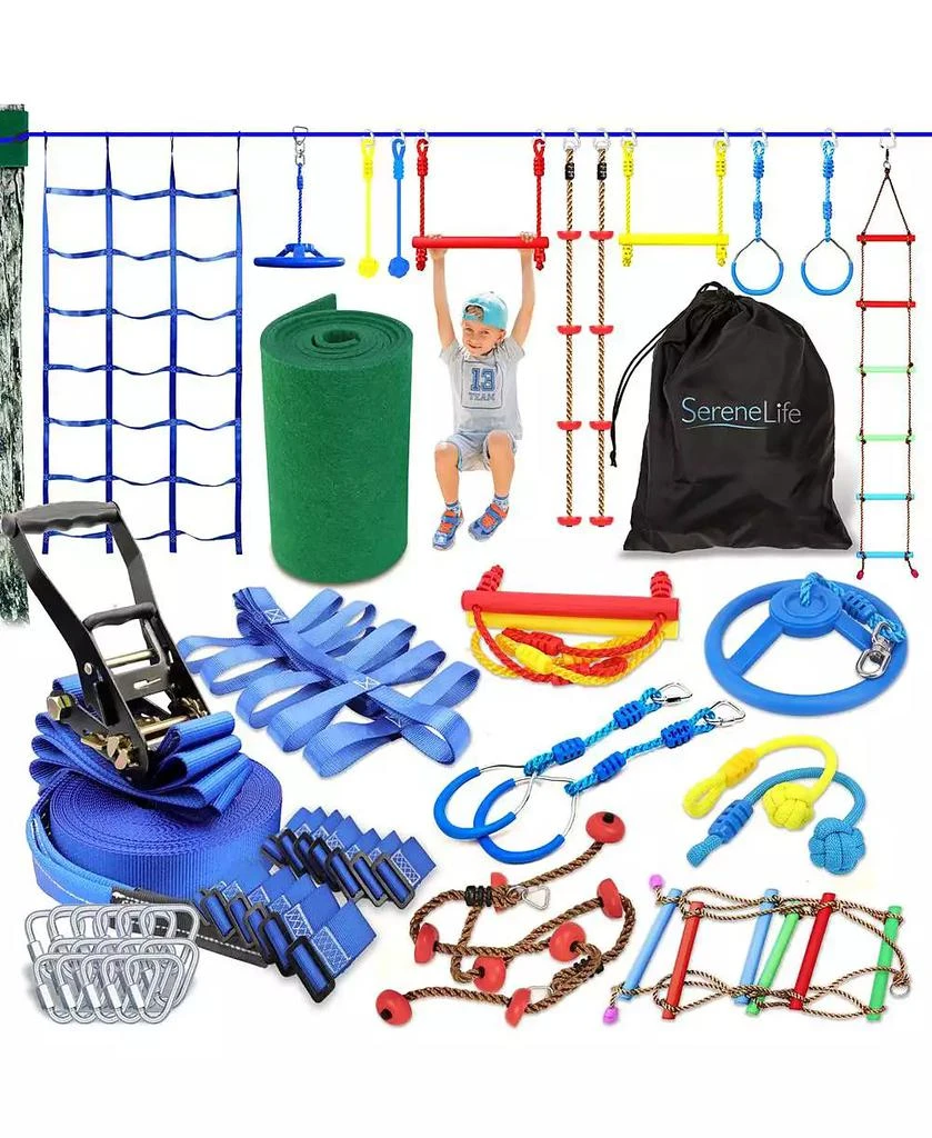 SereneLife 50  Ninja Warrior Obstacle Course Kit with 13 Accessories
