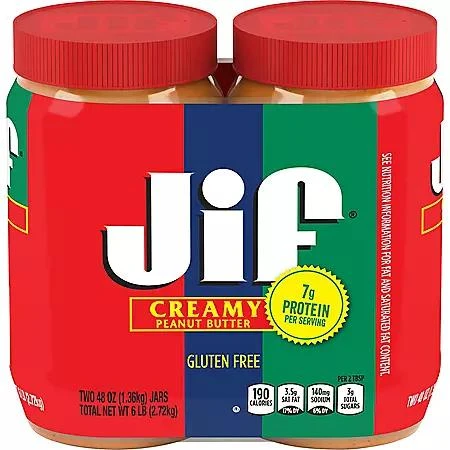 Jif Jif Creamy Peanut Butter, 48 oz., 2 pk. 1