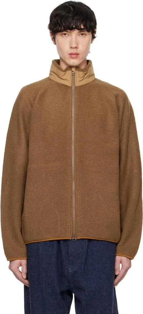Nanamica Brown Boiled Wool Zip Up Sweater 1