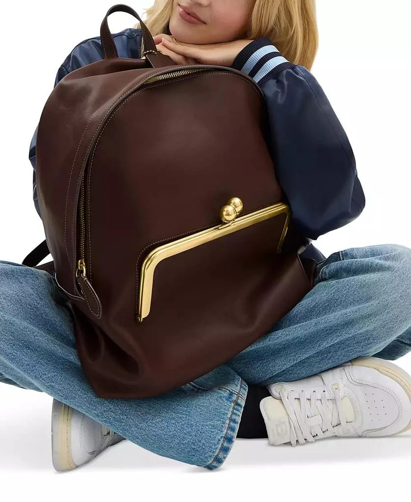 Coach Leather Kisslock Large Frame Backpack 2