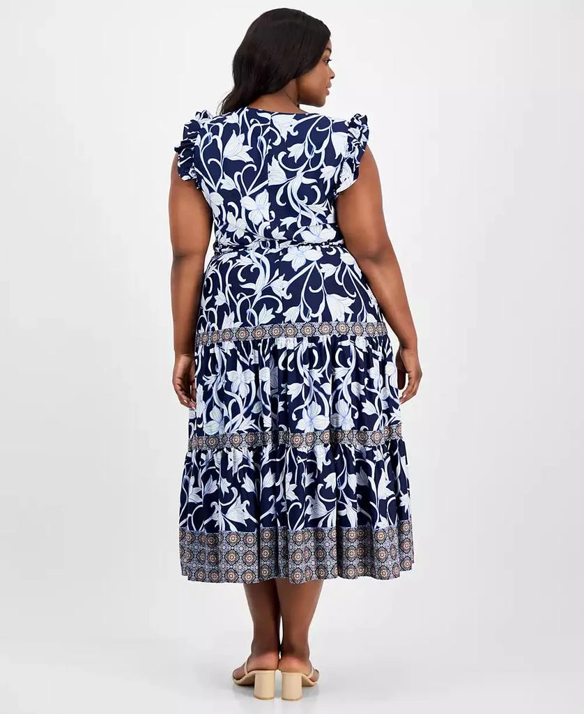 Anne Klein Plus Size Mixed-Print Tiered Maxi Dress 5