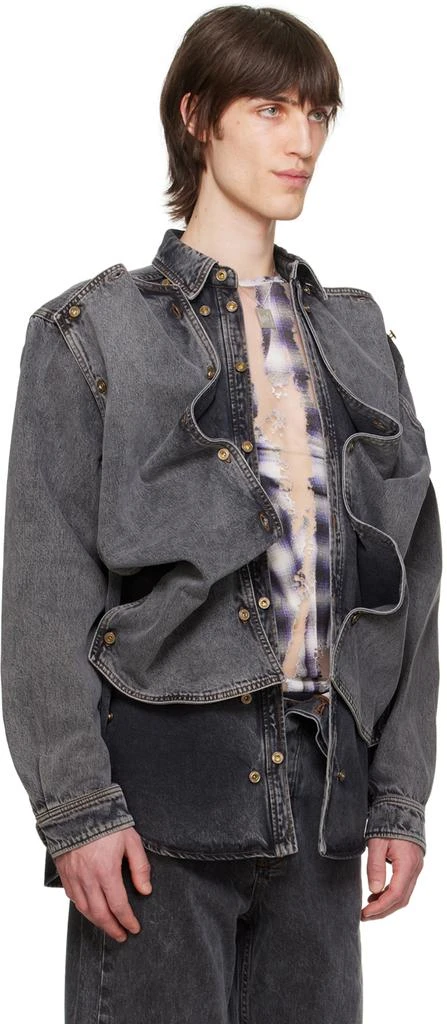 Y/Project Gray Snap Off Denim Shirt 2