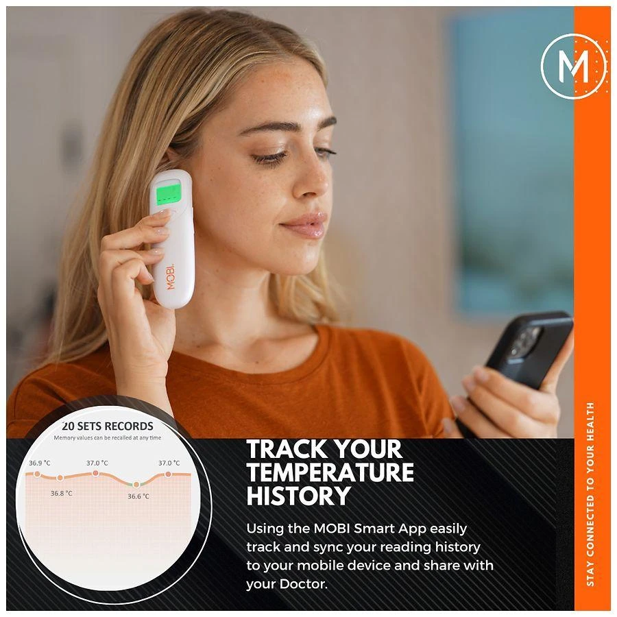 Mobi Smart DualScan Ear + Forehead Bluetooth Thermometer 8