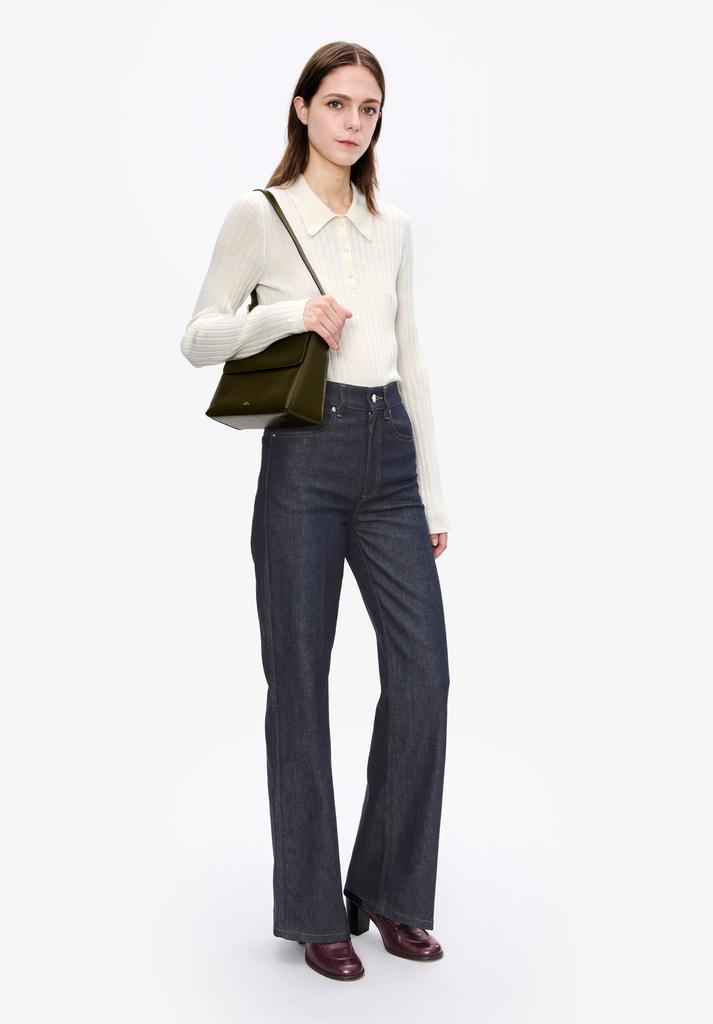 APC Narrow-rib sweater with polo shirt collar