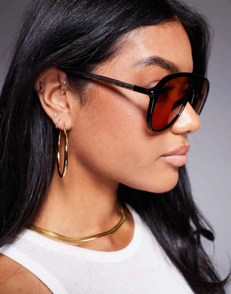 quay australia chart topper black oversized aviator shield sunglasses eyewear CHART TOPPER – QUAY main image 4