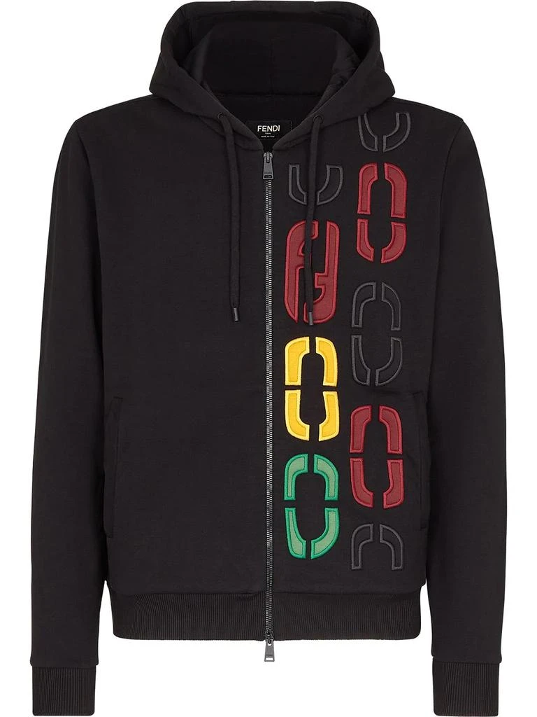Fendi FF embroidered zipped hoodie - men 1