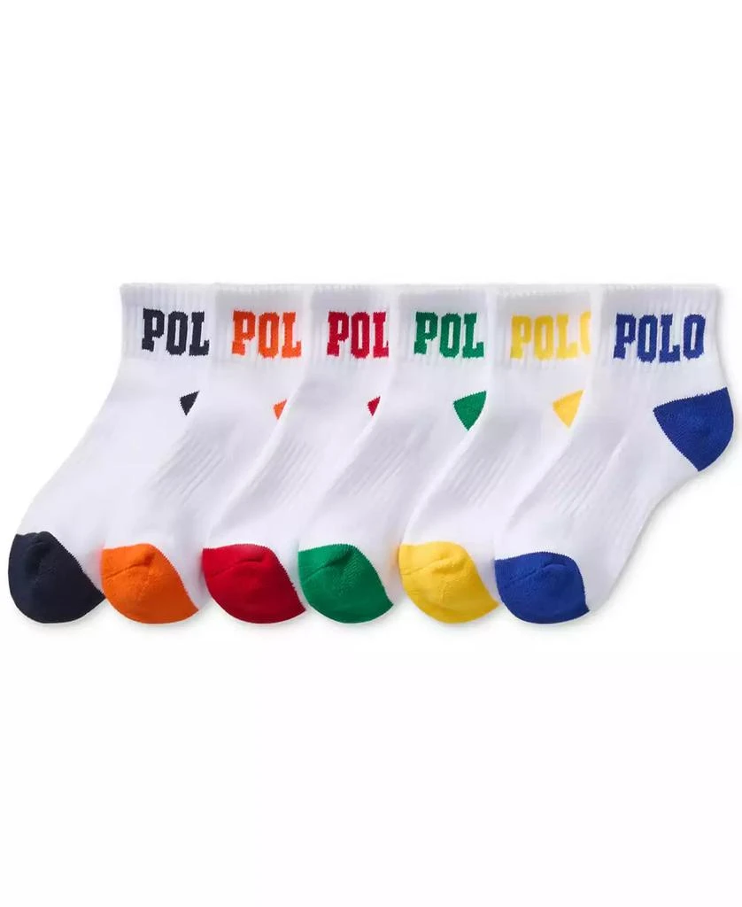 Ralph Lauren Little & Big Boys Polo Solid Quarter Crew Socks, 6-Pack 1