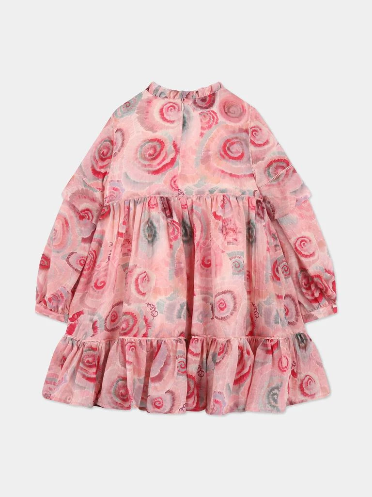 Chloé Chloé Girls Spiral Print Ceremony Dress in Pink 3